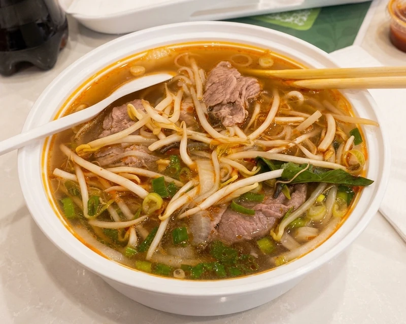 Beef noodle soup (pho) at S&T Vietnamese Kitchen, Southcentre Mall Calgary