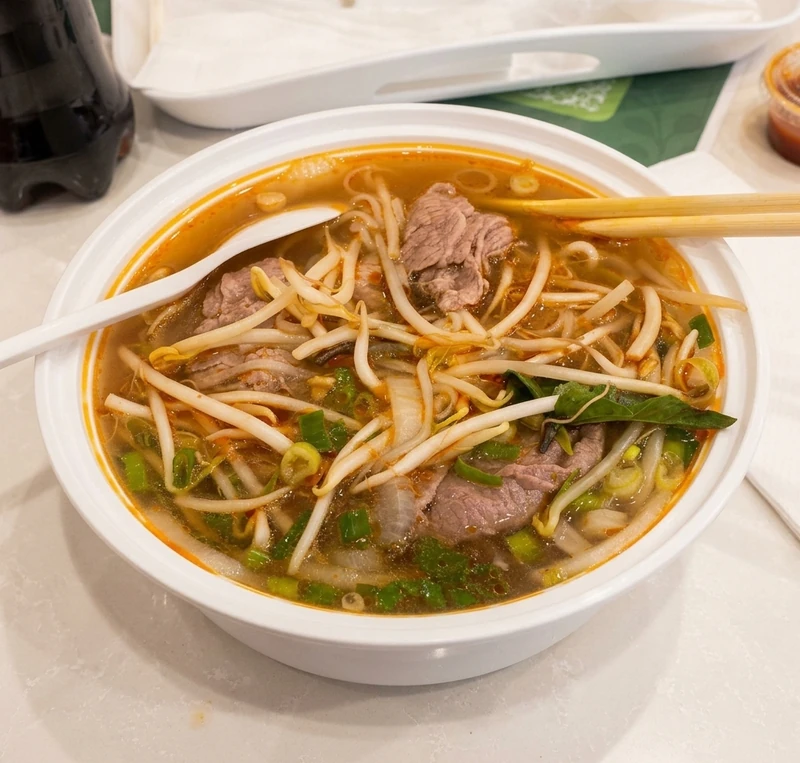 Beef noodle soup (pho) at S&T Vietnamese Kitchen, Southcentre Mall Calgary