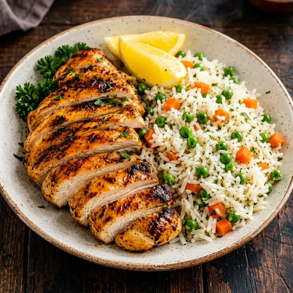 Grilled chicken rice plate at S&T Vietnamese Kitchen, Calgary SE